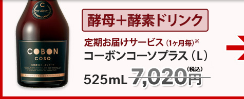 【酵母＋酵素ドリンク】コーボンコーソプラス（L）525ml 6500円（税抜）が