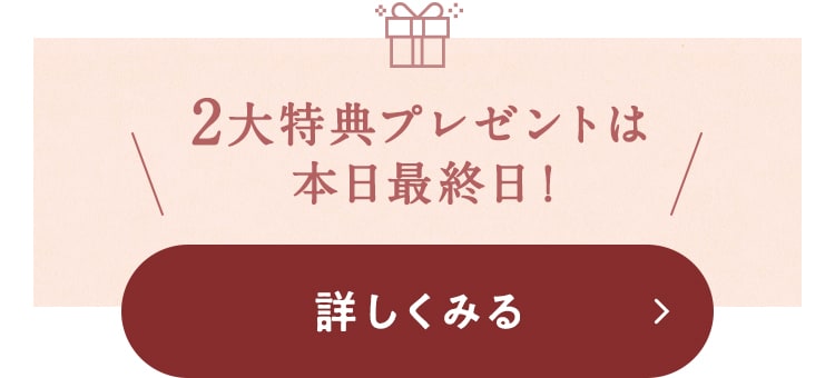 2大特典プレゼントは本日最終日！詳しくみる
