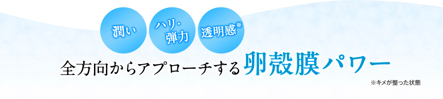 潤い ハリ・弾力 透明感 全方向からアプローチする卵殻膜パワー